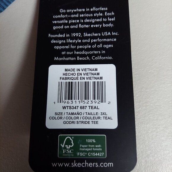 Skechers Women's Plus Size Teal Green Pinstripe GoDri Stride Athletic Tee - Picture 10 of 10